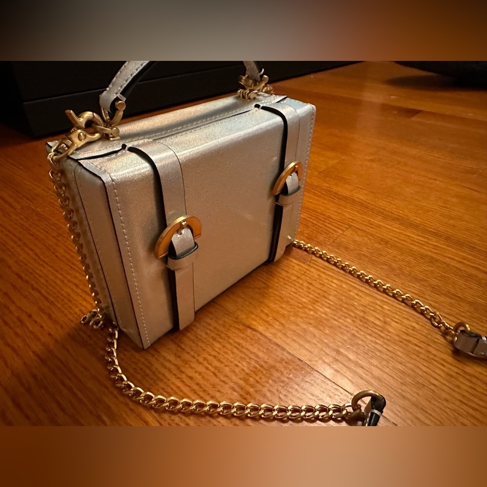 Zac Zac Posen Iridescent Silver Biba Buckle Small Box Crossbody Bag